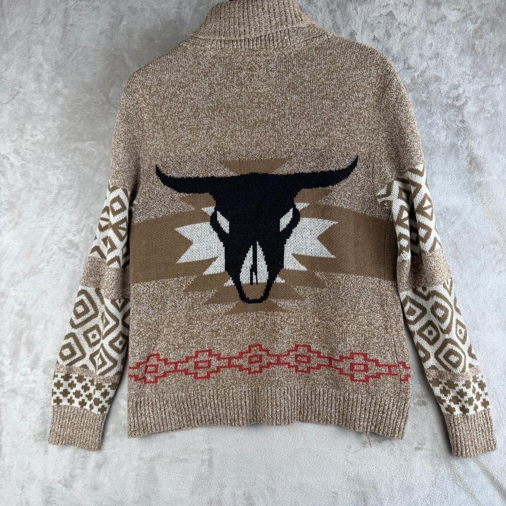 Koto Urban Outfitters Mens XL Southwestern Steer Skull Shawl Collar Cardigan